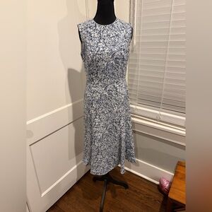 MM Lafleur Blue and White Patterned Midi Dress
